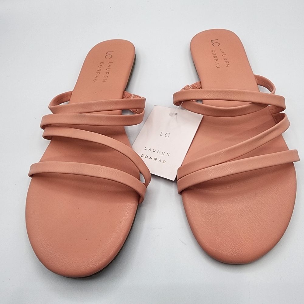 LC Lauren Conrad light coral slip on sandals